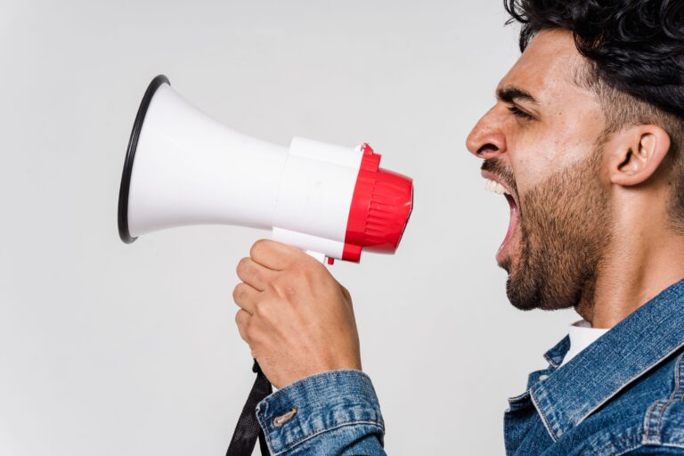 Person on a megaphone